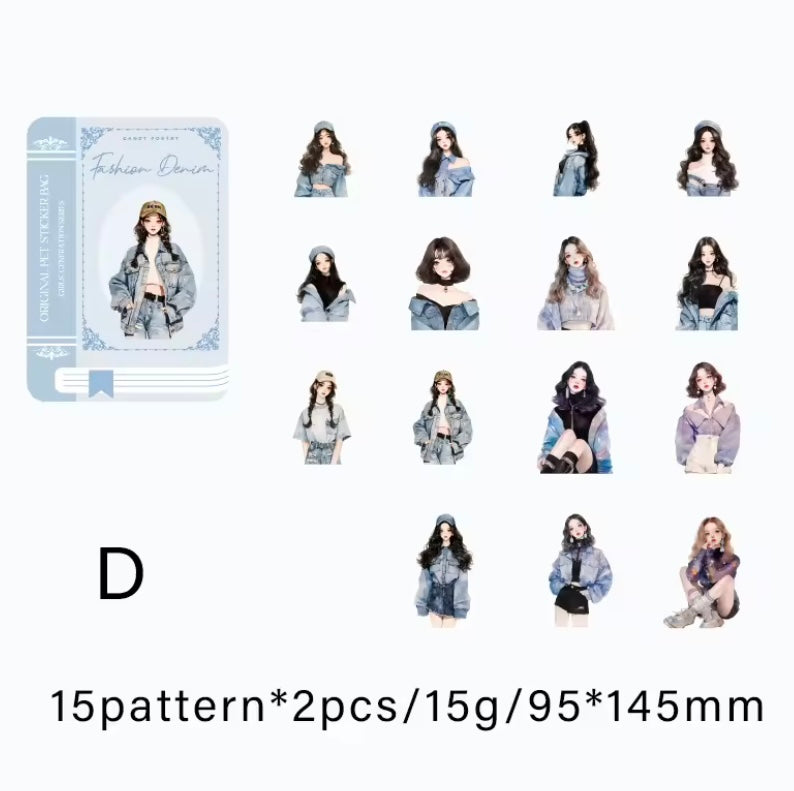 Stickers en PET – Girl Collection (30 unidades | 6 colores) 💅🎀💖