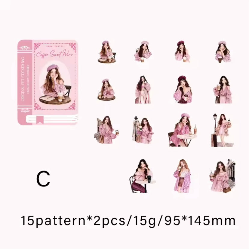 Stickers en PET – Girl Collection (30 unidades | 6 colores) 💅🎀💖