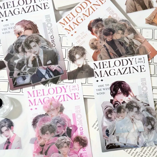 Set de Stickers PET – Melody Magazine (30 piezas) 🎵📖✨