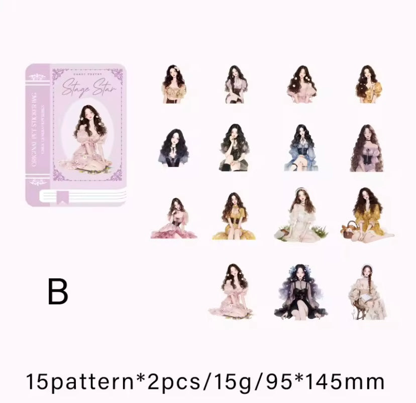 Stickers en PET – Girl Collection (30 unidades | 6 colores) 💅🎀💖