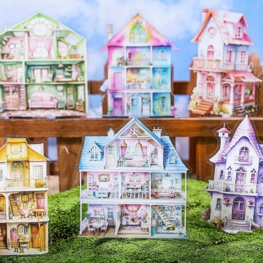 Set de Stickers PET – Casitas con Interior (5 piezas) 🏡✨