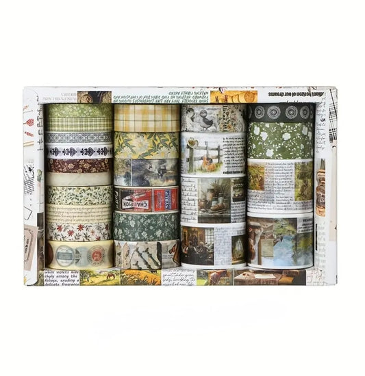 🌿 Set de Washi Tapes “Vintage Essence” – Caja x 24 Piezas