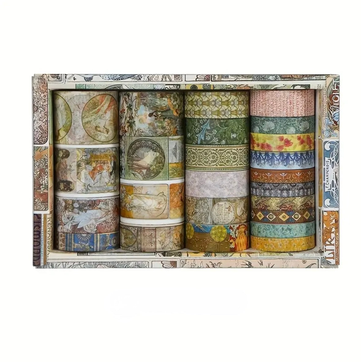 🌿 Set de Washi Tapes “Vintage Essence” – Caja x 24 Piezas