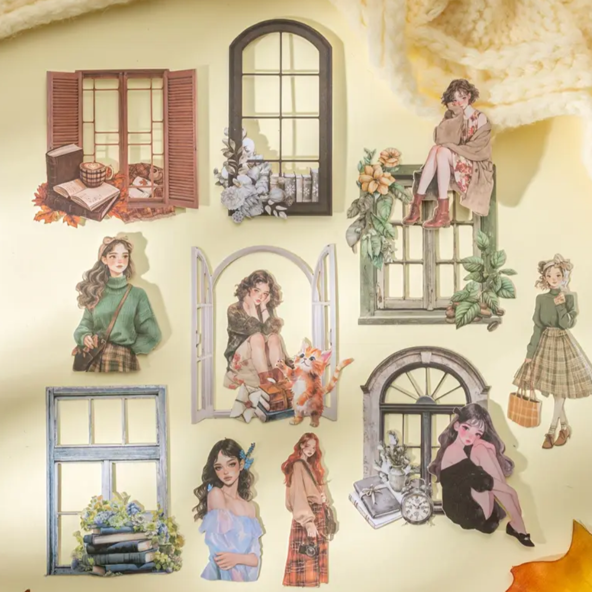 🌆 Window Girls – Stickers de Papel Gruesito