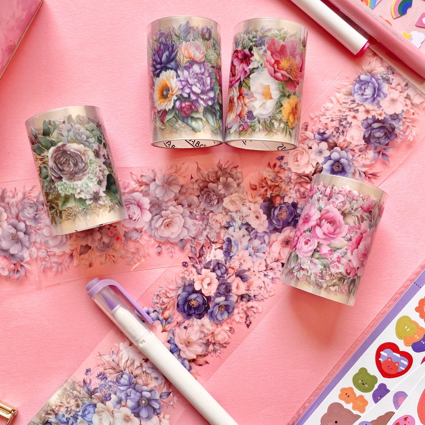 Set de Cintas Adhesivas – Floral Harmony (6 rollos) 🌸✨