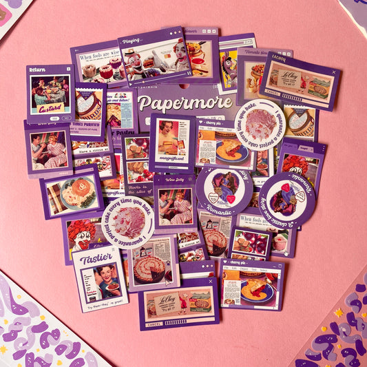 Set de Stickers – Retro Vibes en Morado (40 piezas) 💜✨