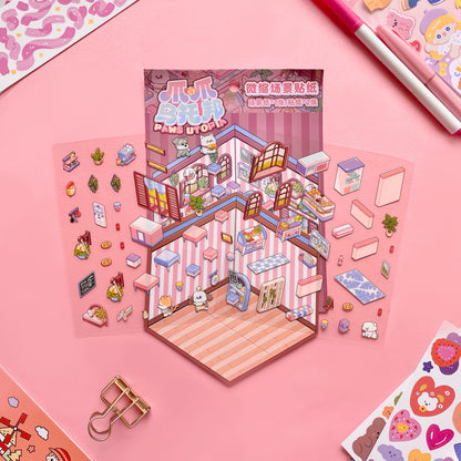 Set de Escenario & Stickers – Paws Utopia 🐾✨