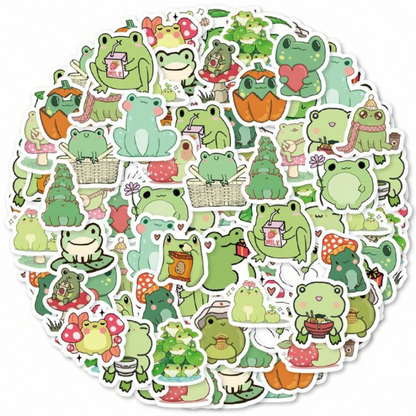 Set de Stickers – Ranitas Felices (46 piezas en cajita) 🐸💚✨