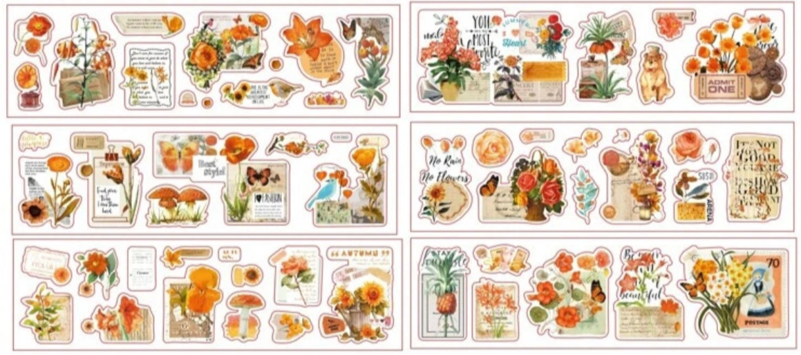 Set de Stickers PET – Colección Vintage (6 planchas) 📜✨