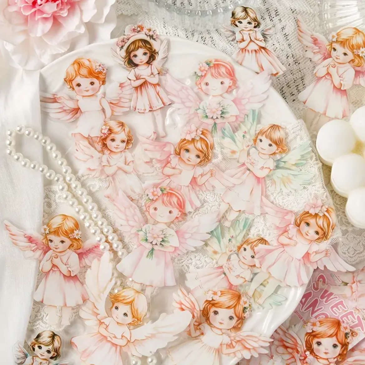 Set de Stickers PET – Ángeles & Hadas (30 piezas) 👼🧚‍♀️✨