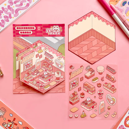 Set de Escenario & Stickers – Mundo en Miniatura 🏡✨