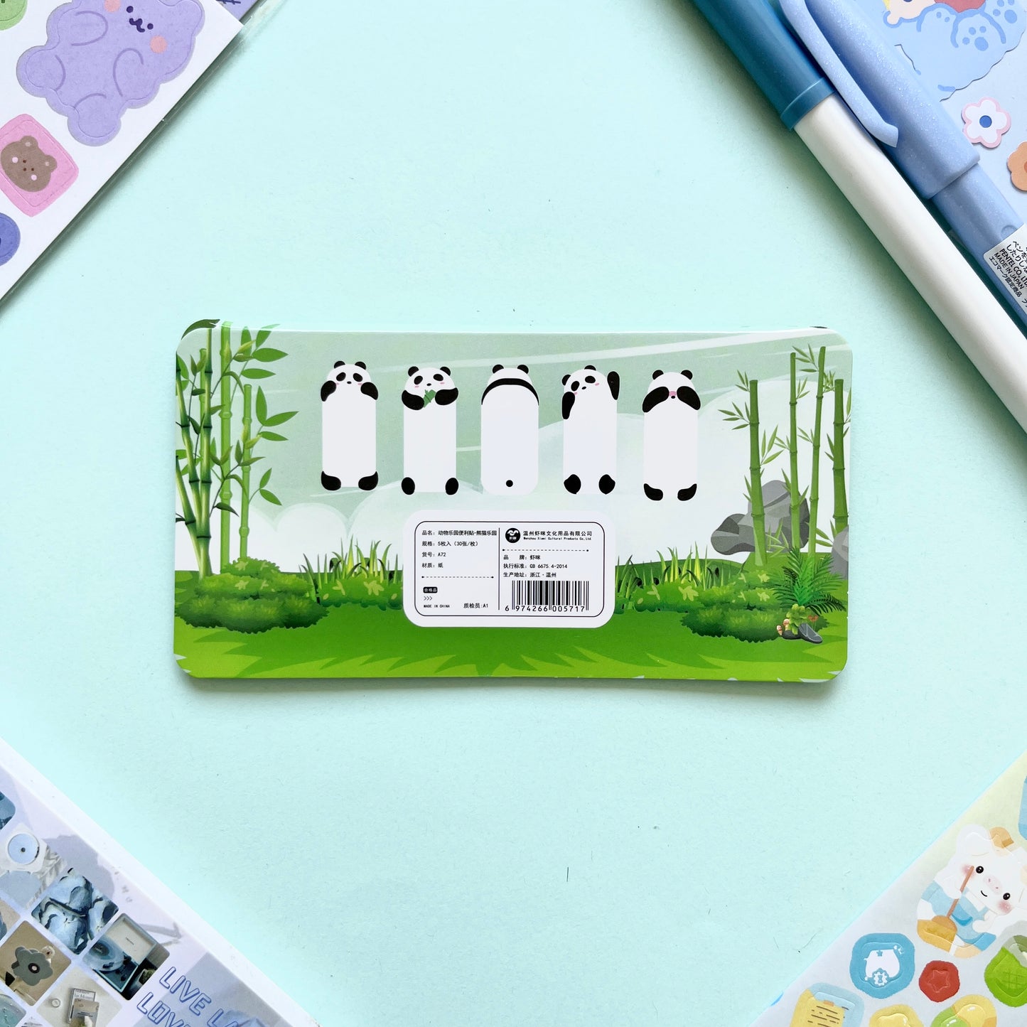 Set de Banderitas Adhesivas – Pandita Kawaii (5 diseños, 150 hojas) 🐼✨