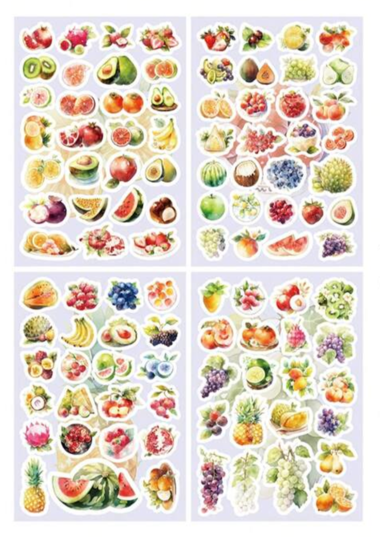 Set de Stickers Troquelados – Comidas Ilustradas (4 planchas) 🍰🍕✨