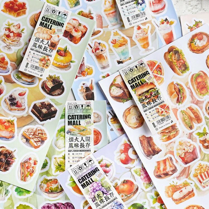 Set de Stickers Troquelados – Comidas Ilustradas (4 planchas) 🍰🍕✨