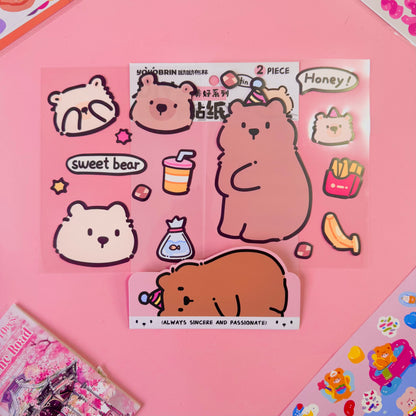 Set de Stickers PET XL DIY – Diseños Kawaii (2 planchas) 🎀✨