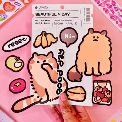 Set de Stickers XL PET – Mundo Gatitos (2 planchas) 🐱✨