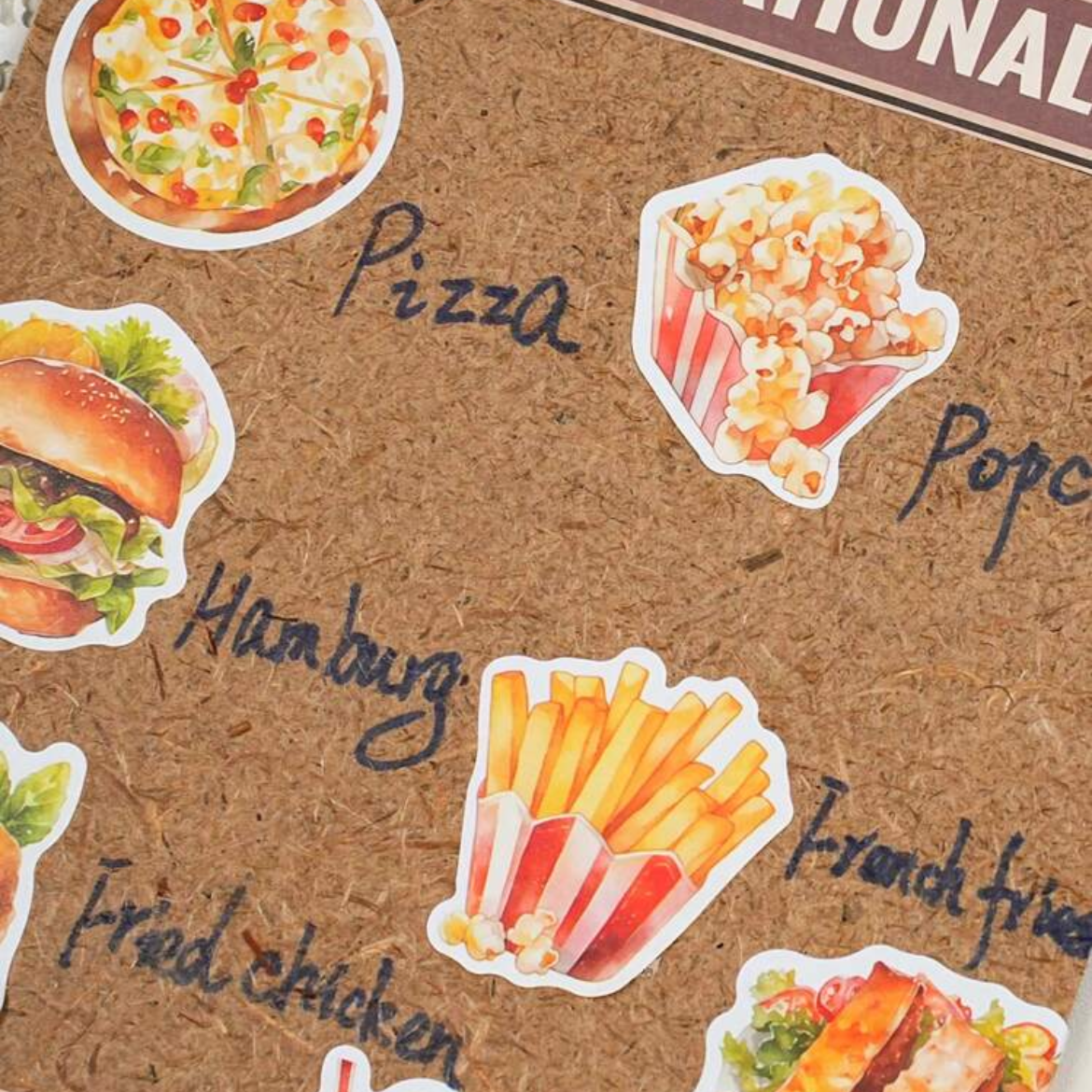 Set de Stickers Troquelados – Comidas Ilustradas (4 planchas) 🍰🍕✨