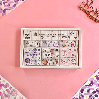 Set de 6 Cajitas Kawaii – 300 Stickers Adorables 🎀🐶🐥🐰🐧🐻🐐