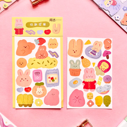 Set de Stickers – Cute Bear (2 planchitas) 🐻🌈✨