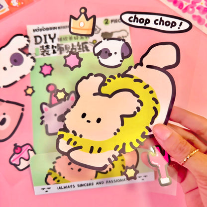 Set de Stickers PET XL DIY – Diseños Kawaii (2 planchas) 🎀✨