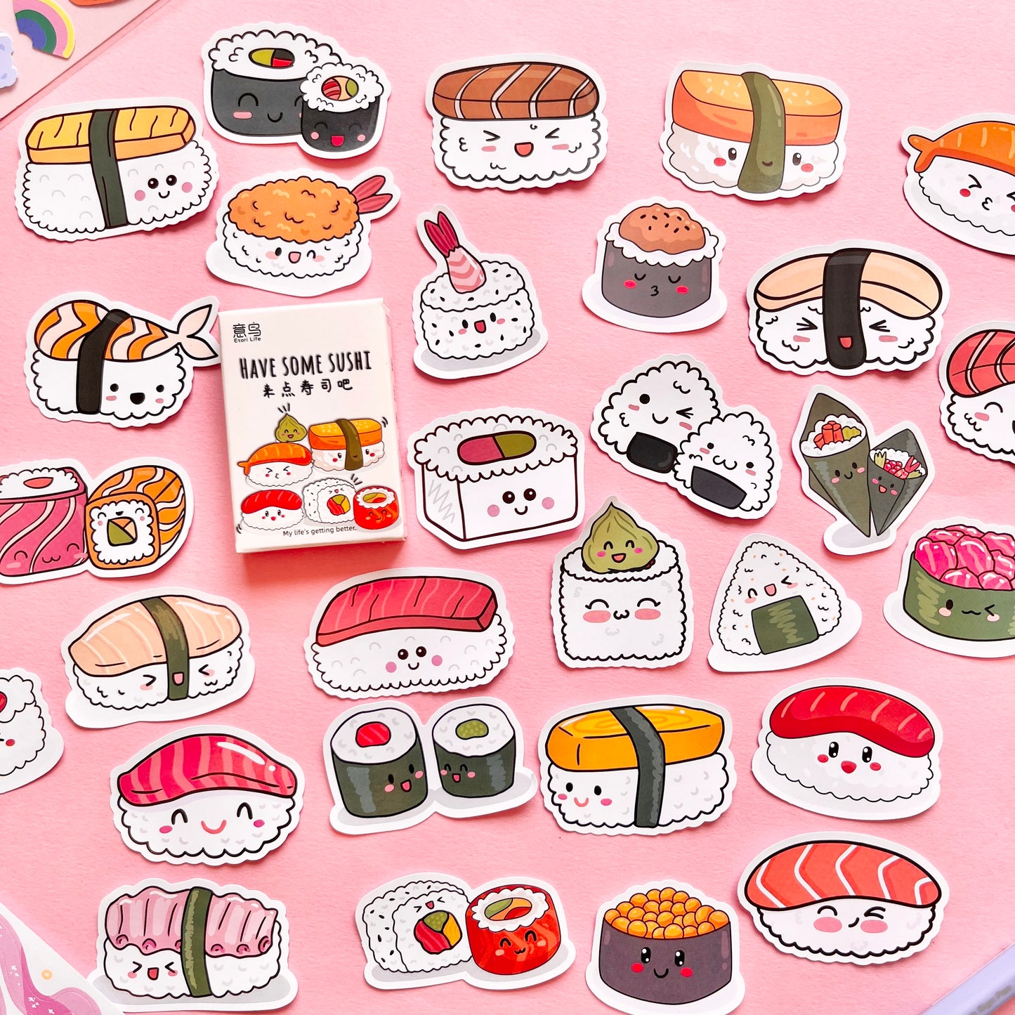 Set de Stickers – Sushi Kawaii (30 piezas) 🍣✨