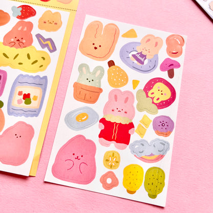 Set de Stickers – Cute Bear (2 planchitas) 🐻🌈✨