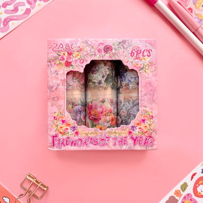 Set de Cintas Adhesivas – Floral Harmony (6 rollos) 🌸✨