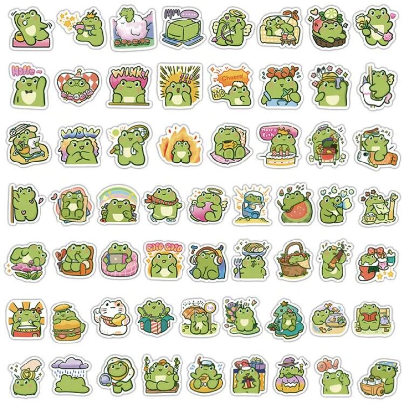 Set de Stickers – Ranita Kawaii (60 piezas) 🐸💚✨