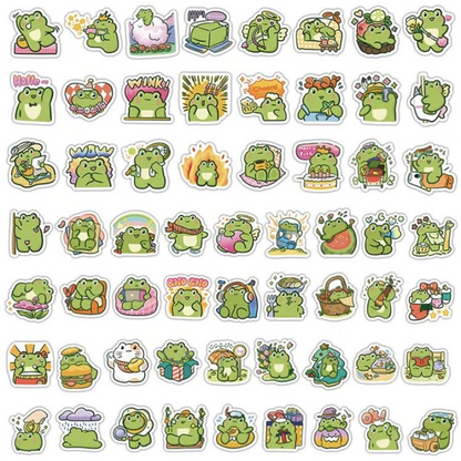 Set de Stickers – Ranita Kawaii (60 piezas) 🐸💚✨