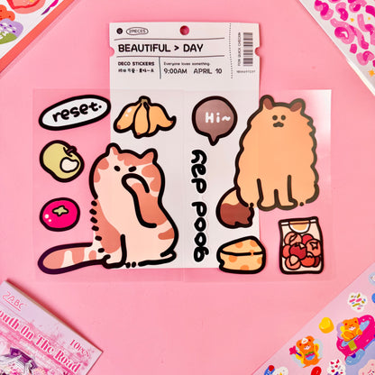 Set de Stickers XL PET – Mundo Gatitos (2 planchas) 🐱✨