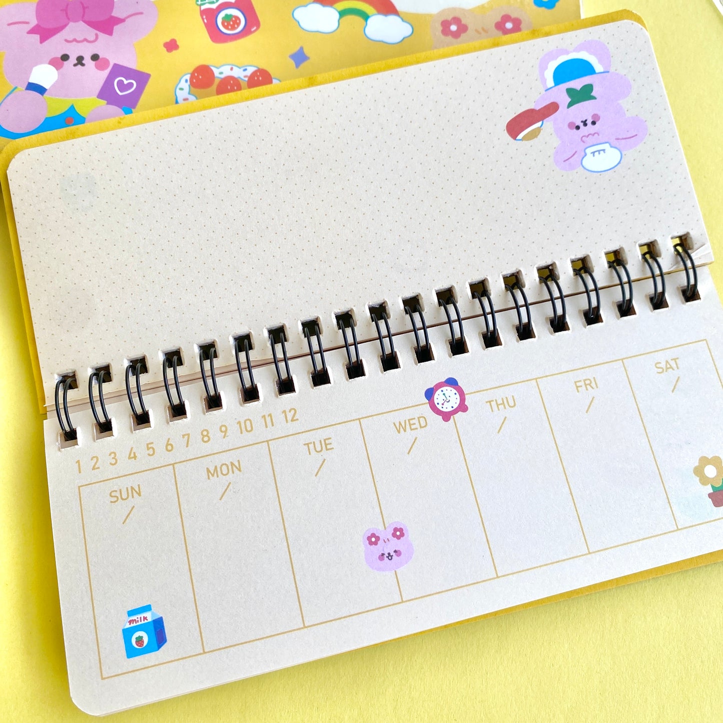 Planner Anillado Kawaii – Ositos & Amarillo Brillante 📖🐻✨