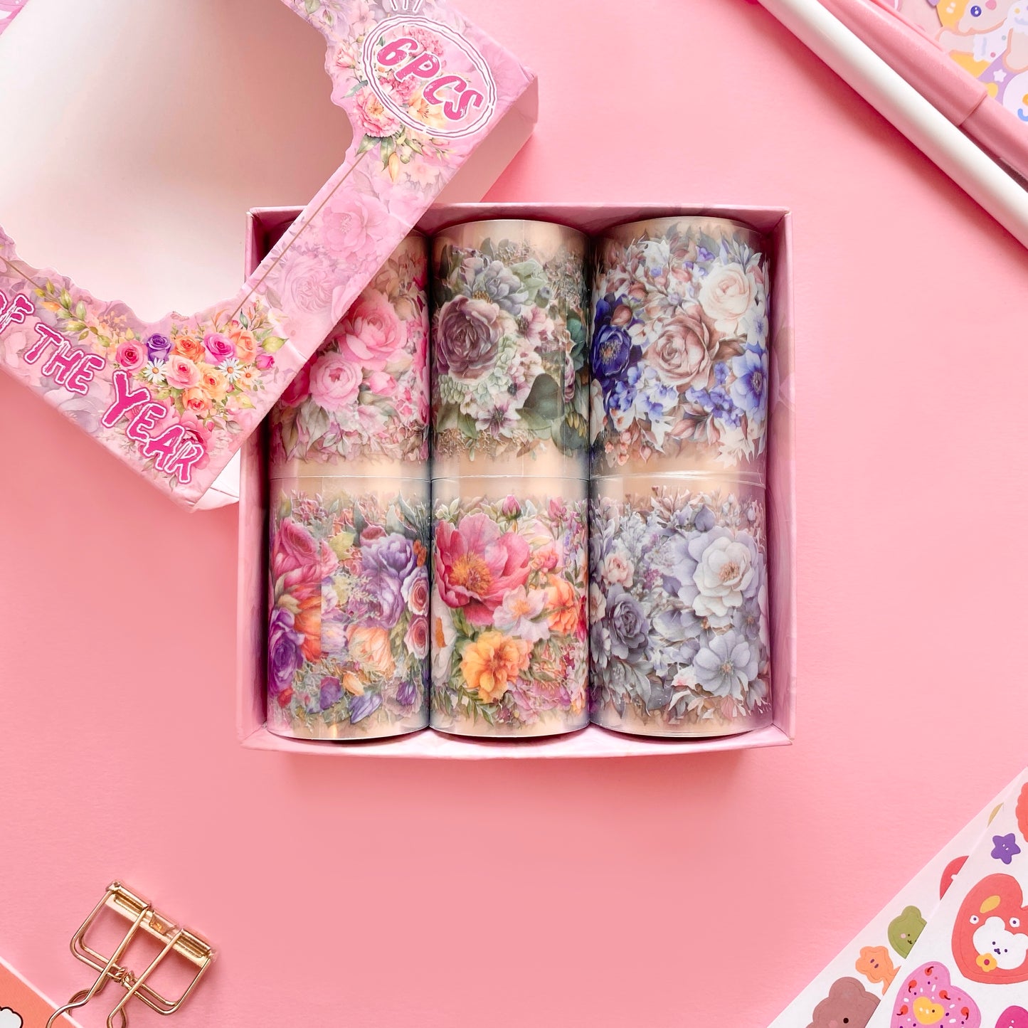 Set de Cintas Adhesivas – Floral Harmony (6 rollos) 🌸✨