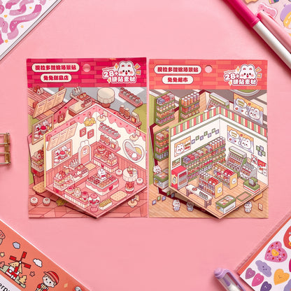 Set de Escenario & Stickers – Mundo en Miniatura 🏡✨