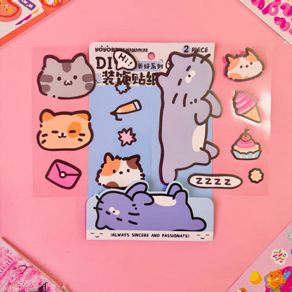 Set de Stickers PET XL DIY – Diseños Kawaii (2 planchas) 🎀✨