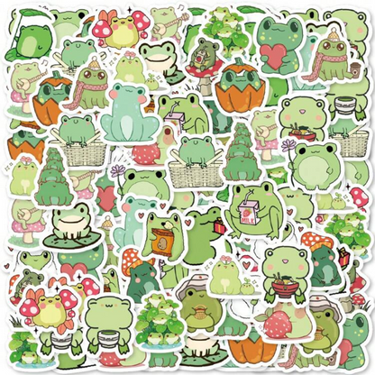 Set de Stickers – Ranitas Felices (46 piezas en cajita) 🐸💚✨