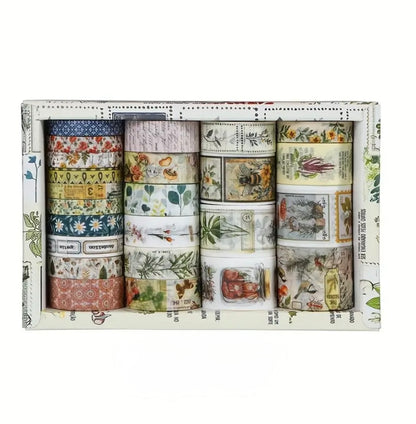 🌿 Set de Washi Tapes “Vintage Essence” – Caja x 24 Piezas