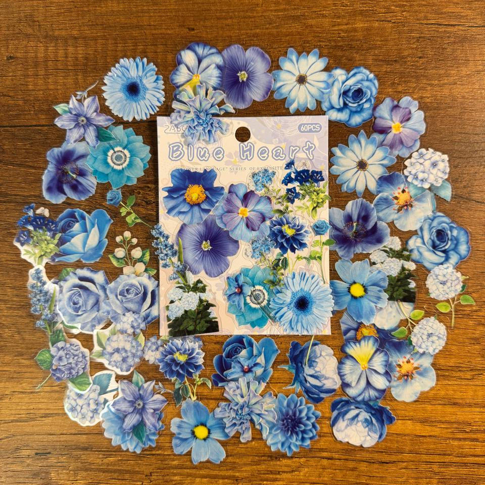 Set de Stickers PET – Flores & Hojas (60 piezas) 🌸🌿 – Happy Cliff